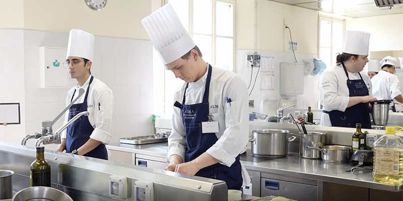 Culinary student in a kitchen