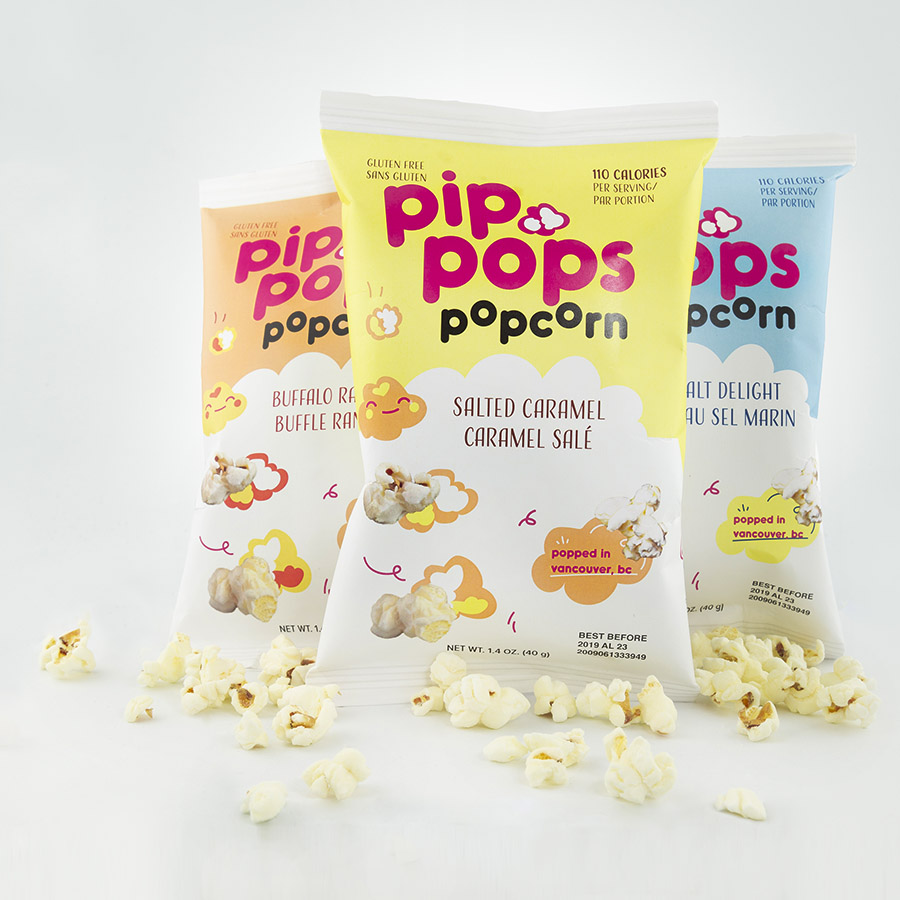student work - popcorn bag label design