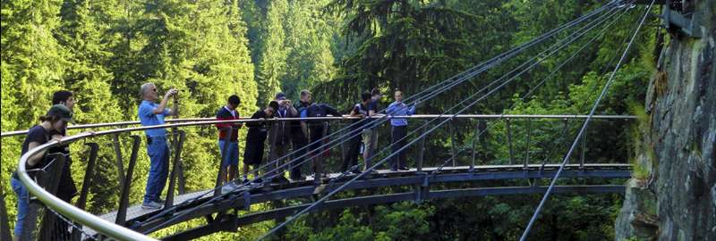VCC drafting students on a Cliffwalk attraction at Capilano Suspension Bridge 