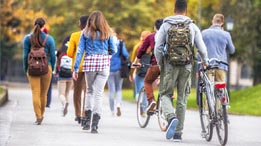 students walking to school